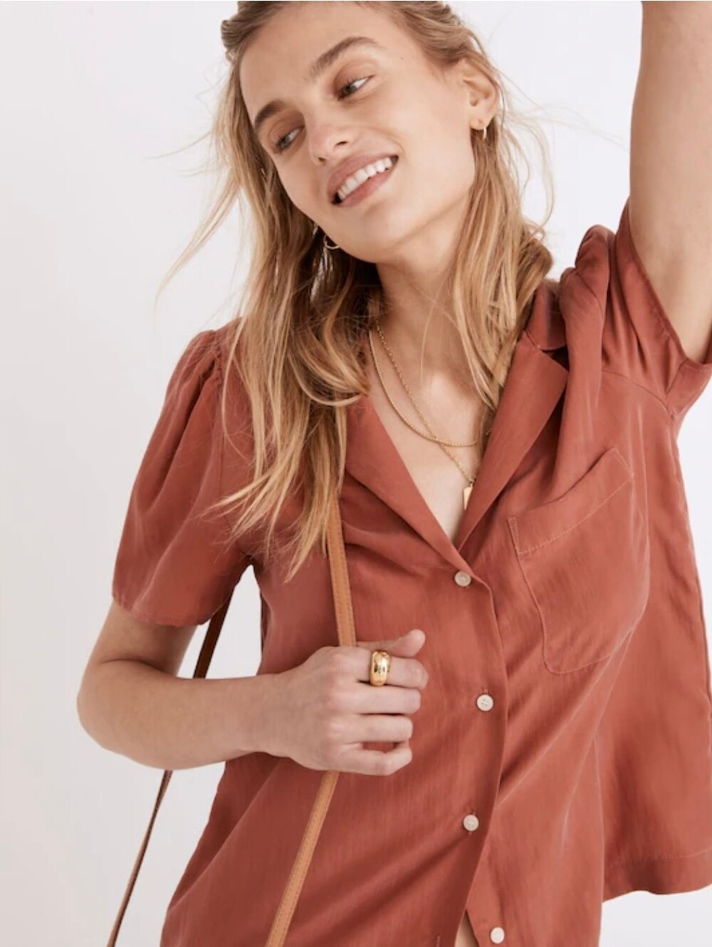 🌿Madewell Silk Camp Shirt NWOT Large - Picture 3 of 16